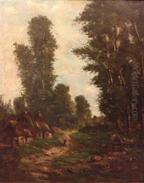 Vue D'un Hameau Oil Painting by Emile van Marcke de Lummen