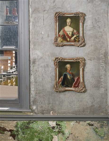 Portrait Of Victor Amadeus Iii, King Of Sardinia (1726-1796), Half-length; Portrait Of Maria Antonia Ferdinanda Of Spain, Queen Consort Of Sardinia (1729-1785), Half-length Oil Painting by George de Marees