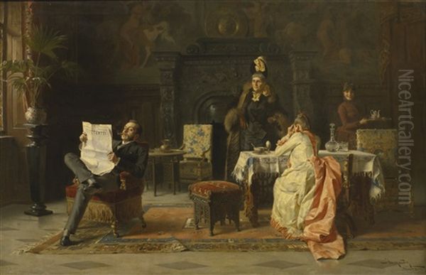 A Surprise For Papa Oil Painting by Tihamer Von Margitay