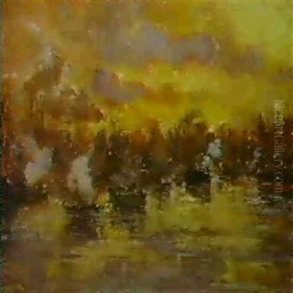 Battaglia Navale Oil Painting by Pompeo Mariani