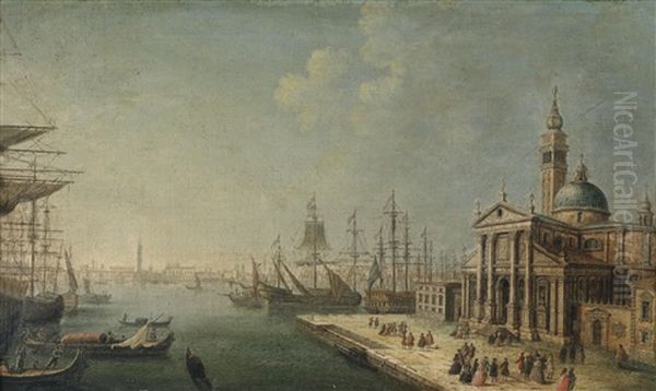 San Giorgio Maggiore In Venedig Mit Dem Dogenpalast Und Der Riva Degli Schiavoni In Der Ferne Oil Painting by Michele Marieschi