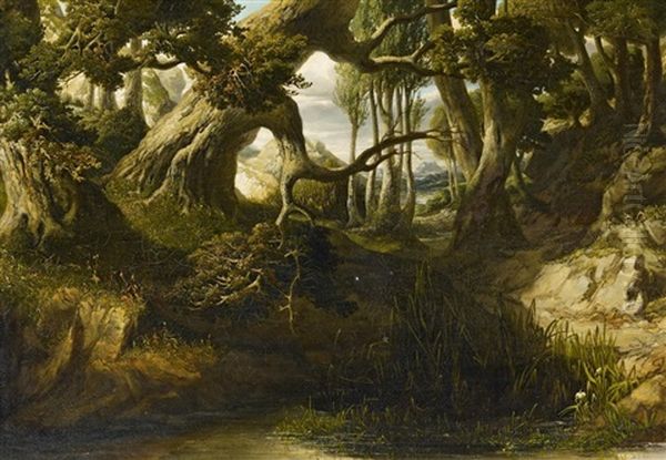Auvergne Oil Painting by Prosper Georges Antoine Marilhat