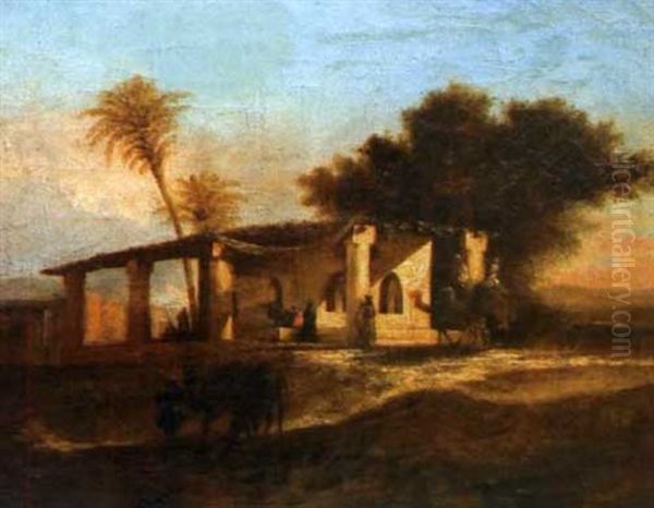 Scene Animee, Moyen-orient Oil Painting by Prosper Georges Antoine Marilhat