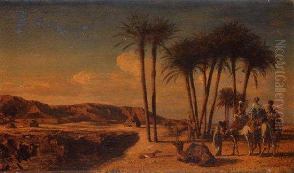 La Halte De La Caravane Oil Painting by Prosper Georges Antoine Marilhat