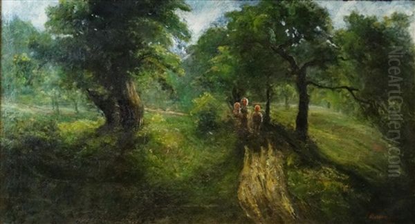 In The Forest Oil Painting by Ion Marinescu-Valsan