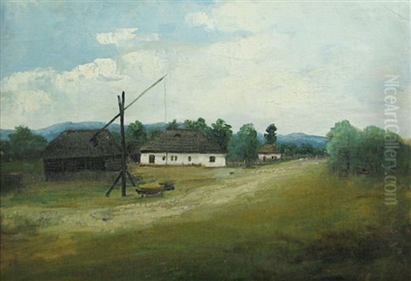 The Village Well Oil Painting by Ion Marinescu-Valsan