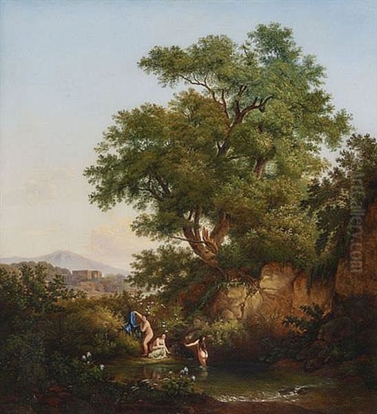 Italienische Landschaft Mit Badenden Frauen Oil Painting by Karoly Marko the Elder