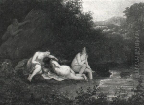 Nymphen Von Einem Satyr Belauscht Oil Painting by Karoly Marko the Elder
