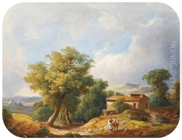 Italian Scene Oil Painting by Karoly Marko the Younger