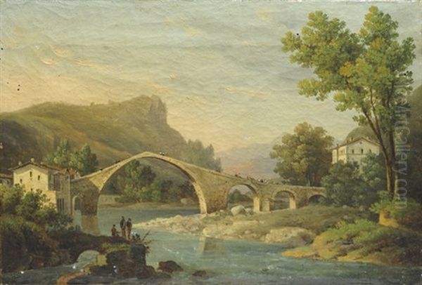 Paesaggio Con Ponte Oil Painting by Karoly Marko the Younger