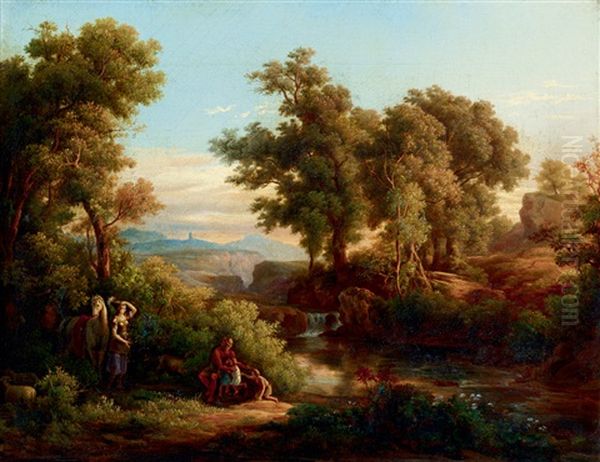 Italian Landscape Oil Painting by Karoly Marko the Younger