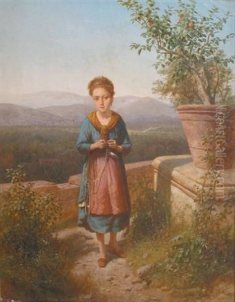 Jeune Femme Dans Un Paysage Romain Oil Painting by Andras Marko