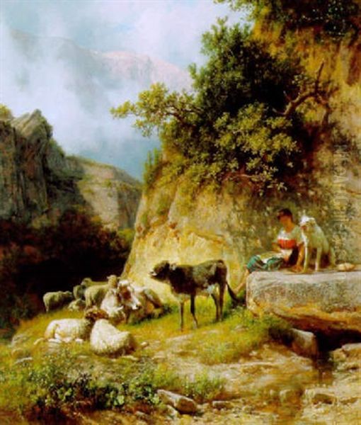 Weideidyll Oil Painting by Andras Marko