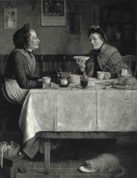 Interior Med Koner Der Drikker Te Oil Painting by Henry Stacy Marks
