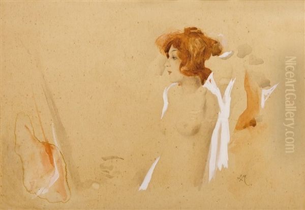 Studie Aktu Oil Painting by Ludwig (Ludek) Marold