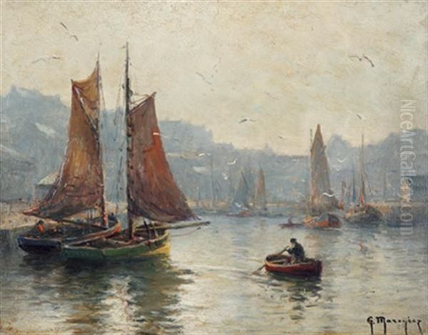 Bateau De Peche Dans Un Port Oil Painting by Georges-Philibert-Charles Maroniez