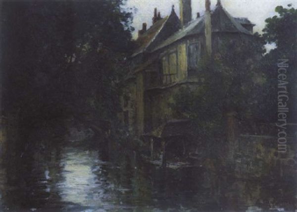Maison Au Bord De L'eau Oil Painting by Georges Philibert Charles Maroniez