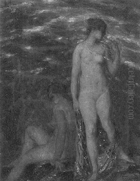 Zwei Frauenakte Oil Painting by Carl von Marr