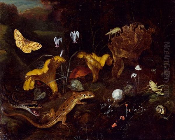 Sous-bois-stillleben Oil Painting by Otto Marseus van Schrieck