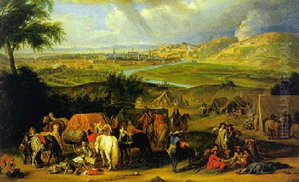 L'armee De Louis Xiv Devant Le Siege De Liege Oil Painting by Jean-Baptiste Martin