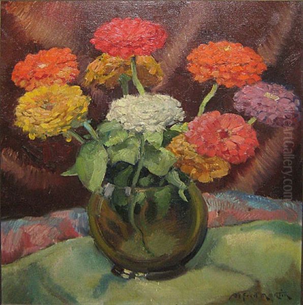 Les Zinnias Oil Painting by Alfred Martin