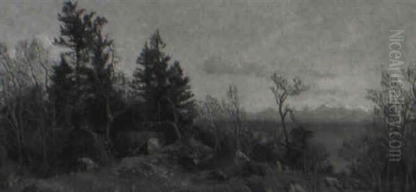 Mountain View Through The Trees Oil Painting by Thomas Mower Martin