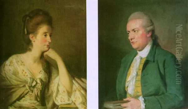 Portrait Of Hannah Mackenzie Davidson Wearing A White Embroidered Dress Oil Painting by David Martin