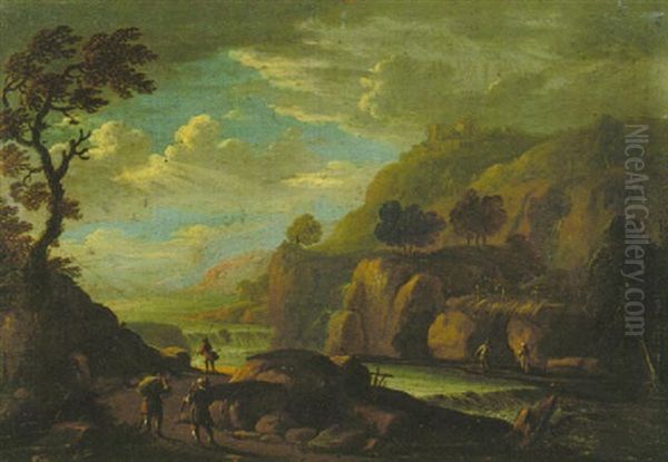 Flusstal In Gebirgslandschaft Oil Painting by Evangelista-Giovanni Martinotti