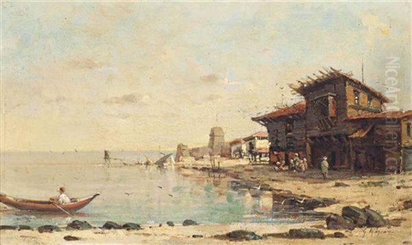 Rowing On The Bosphorus Oil Painting by Gustave Mascart
