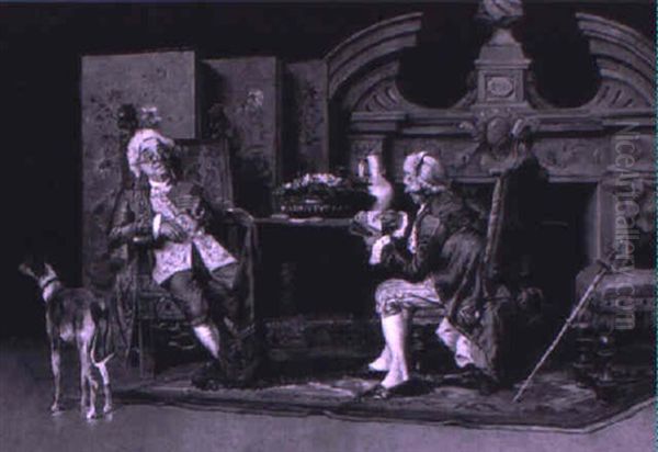 Card Game Oil Painting by Pompeo Massani