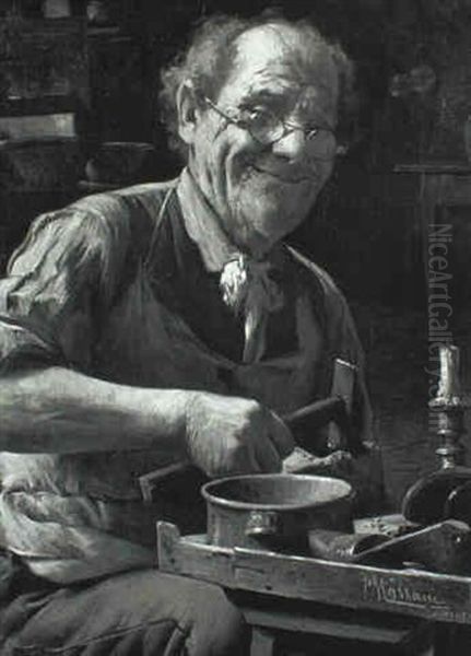 A Contented Mind Oil Painting by Pompeo Massani
