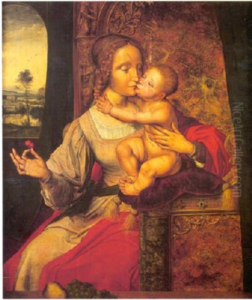 La Vierge Aux Cerises Oil Painting by Quentin Massys the Elder