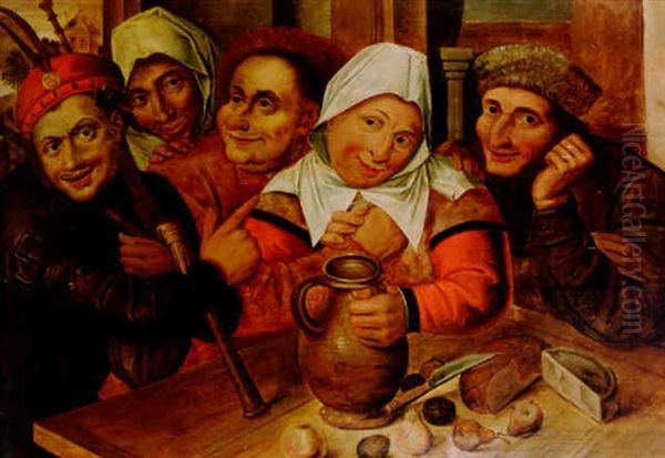 Peasants At A Table Oil Painting by Jan Massys