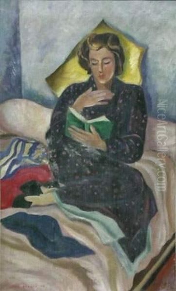 Femme Lisant Oil Painting by Jean Berque