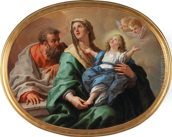 Saints Anne And Joachim With The Virgin Oil Painting by Paolo de Matteis