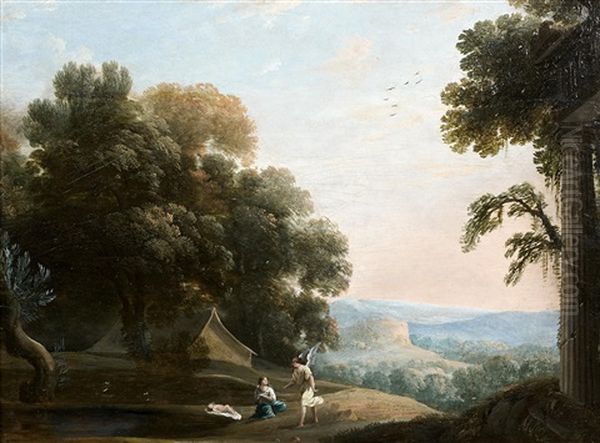 Paysage Avec Agar Et L'ange Oil Painting by Henri de Mauperche