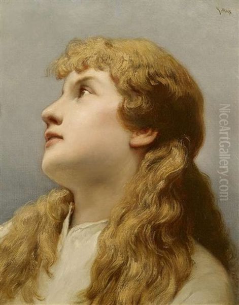 Madchenbildnis Oil Painting by Gabriel von Max