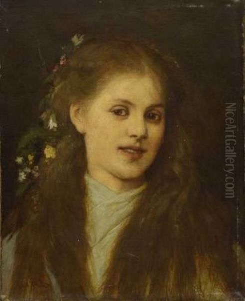 Bildnis Einer Jungen Frau Oil Painting by Gabriel von Max