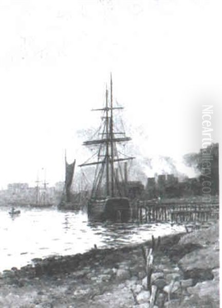 Evening At Upnor Oil Painting by Walter William May