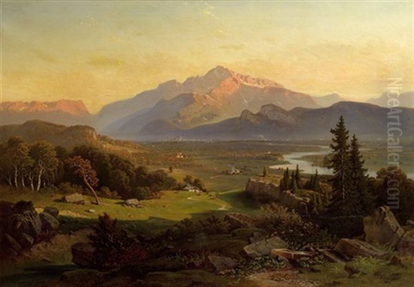 Alpenlandische Landschaft Oil Painting by Josef Mayburger