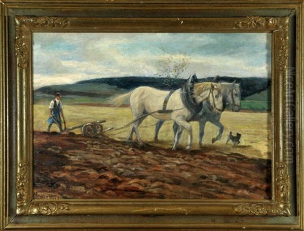 Pflugender Bauer Mit Zweispanner Oil Painting by Georg Mayer-Franken
