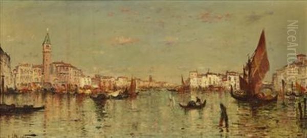 Venetian View With St. Marks Oil Painting by Emo Mazzetti