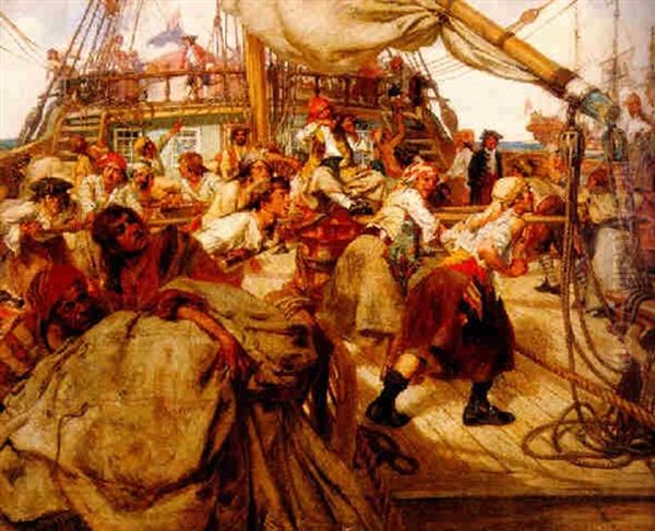 Changing The Sails Oil Painting by Arthur David Mccormick