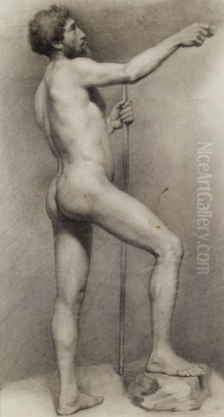 Studio Di Nudo Maschile (il Pellegrino) Oil Painting by Sante Bertelli