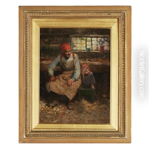 In The Workshop With Grandad Oil Painting by Robert McGregor