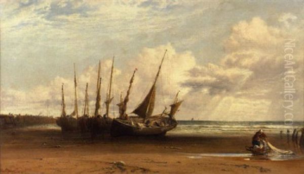 Preparing The Fishing Fleet Oil Painting by Arthur Joseph Meadows