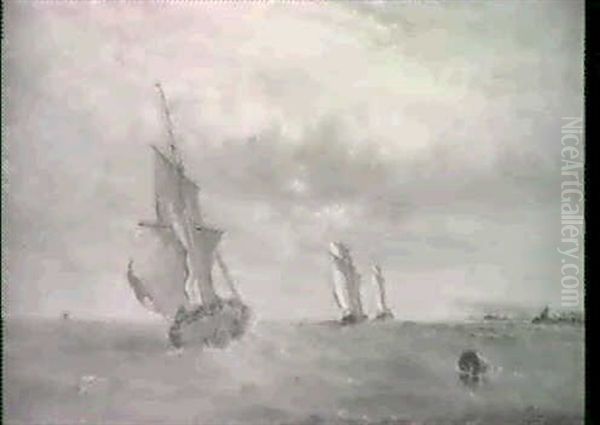 Mackerel Boats, Seaford Roads Oil Painting by Arthur Joseph Meadows