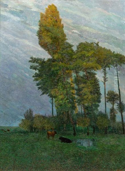 Weideland Von Strehlen Oil Painting by Karl Mediz