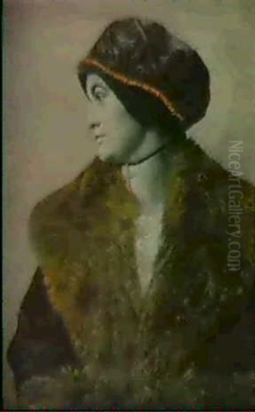 Portrait Der Tochter Gertrude Oil Painting by Karl Mediz