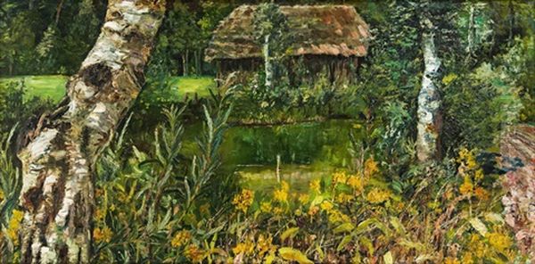 Birken Am See Oil Painting by Emilie Mediz-Pelikan